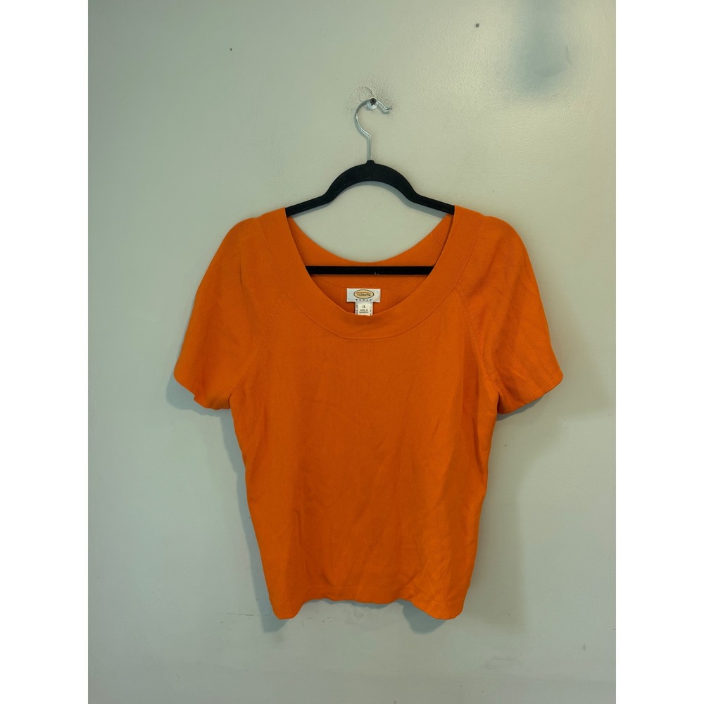 Talbots Woman Orange Short Sleeve Scoop Neck Knit Sweater Top Size 1X